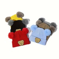 Gorros de Bebé al por Mayor, Lindos Gorros con Orejas de Oso, Tejidos en Poliéster/Algodón, Cálidos para Invierno, para Viajes y Actividades al Aire Libre, para Niños