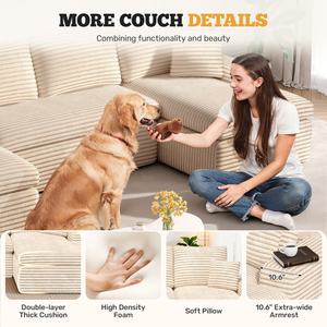 Canapé modulaire convertible écologique en velours, sectionnel carré, sièges profonds, emballé sous vide, design surdimensionné, oreillers inclus pour - Product Image 4