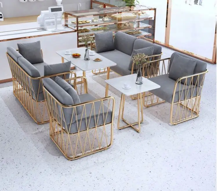 Meja kopi putih baja tahan karat, Model baru Modern meja teh ruang tamu desain furnitur marmer meja kopi