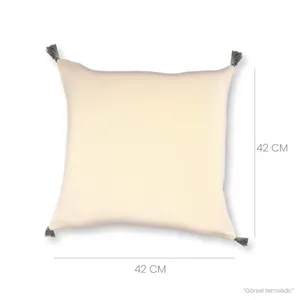 Funda de Cojín Decorativa Reversible de Lino Lavado con Bordado de Punto, Multicolor, 43x43 Pulgadas, Decoración de Sala de Estar, Navidad - Product Image 3