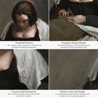 B&C ART Peinture à l'huile sur toile, style classique fait main, portrait de la femme au fil d'or de Diego Velazquez, origine Guangdong