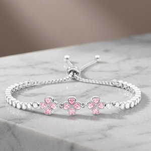 Classic Rose Gold Zircon <b>Slider</b> Clover <b>Bracelet</b> Taiwan Design 925 Silver Women's Anniversary Jewelry - Product Image 2