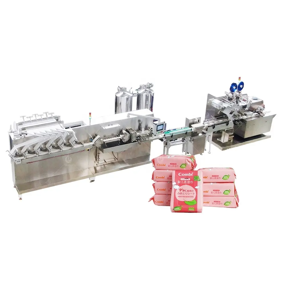 Full Automatic Big Bag Wet Towel Machine for Sale Cleansing Wet Tissues Folding and Packaging Production Line