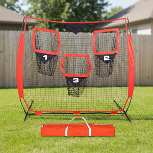 Équipement d'entraînement de football portable et pliable, filet de cible d'entraînement de rugby en acier et polyester 6'x6', filet de lancer détachable, sac de transport - Product Image 1