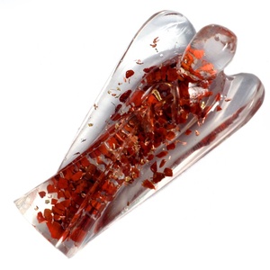 Statues d'anges d'orgone de jaspe rouge fabriquées à la main et anges de guérison en cristal pour la décoration intérieure - Product Image 1