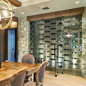 Étagère à vin moderne réglable en <span class=keywords><strong>verre</strong></span> avec câble flottant Meubles de maison pour le salon Affichage de la cave Stockage du vin rouge - Product Image 2