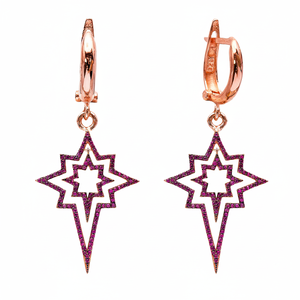 Pendientes colgantes con diseño de brújula de Estrella del Norte rubí, Plata de Ley 925 turca, joyería fina hecha a mano a la moda al por mayor - Product Image 2