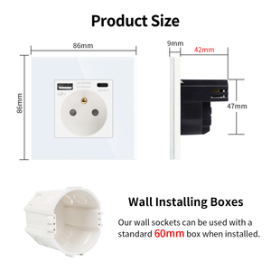 Bingoelec nhà pháp phích cắm điện Schuko điện sạc nhanh Loại C tường ổ cắm với cổng <span class=keywords><strong>USB</strong></span> - Product Image 4