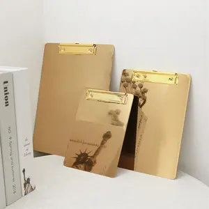 MAXERY Edelstahl Zwischen ablage mit Low Profile Clip, Dokumenten halter Gold Metalls piegel Oberfläche Zwischen ablage