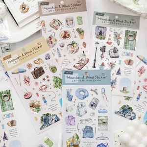 1 <b>Sheet</b> of <b>Stickers</b> Per Pack Mountains Wilderness and Wind Series Korean-style Background <b>Stickers</b> - Product Image 1