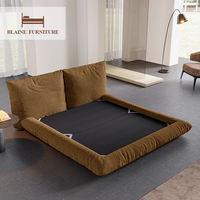 Cadre de lit de luxe de Style moderne haut de gamme King Queen pleine taille 1.8 Double adultes meubles de chambre en bois cuir maison hôtel