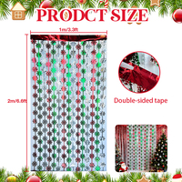Guirlande de porte en forme de flocon de neige rouge, vert et argenté, en tinsel métallique, pour la décoration de porte pendant les fêtes de Noël