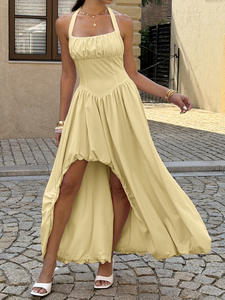 فساتين سهرة نسائية جديدة لعام 2026 بتصميم رقبة هالتر وتنورة منفوخة مع شق مثير، فستان طويل رسمي للحفلات المسائية - Product Image 4