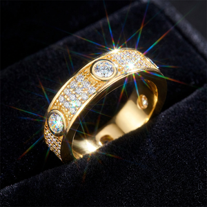 <span class=keywords><strong>Bague</strong></span> en argent sterling 925 de haute qualité avec moissanite, alliance pour femme, plaquée or, entièrement sertie de diamants, approvisionnement transfrontalier exquis - Product Image 1