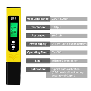 <span class=keywords><strong>Testeur</strong></span> d'acidité numérique avec stylo <span class=keywords><strong>de</strong></span> test d'étalonnage automatique pH-mètre numérique portable pour usage domestique - Product Image 5