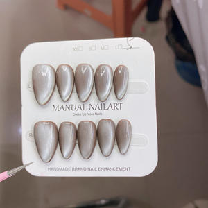 Großhandel Französisch Stil hand gefertigte ABS quadratische Cat Eye Press-On Nägel Aufkleber High Sparkling Crystal Nagels pitzen Falsche Nägel Finger - Product Image 6