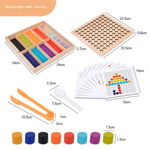 Ensemble de jouets Montessori pour enfants garçons filles en bois couleur pince perle pilier jouets - Product Image 3