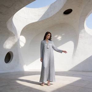 Elegant Maxi Rhinestone Polyester Abaya for Muslim Women Luxury Party Occasion Trendy Wholesale Custom OEM Supplier - Product Image 4