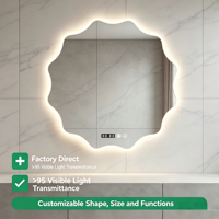Miroir intelligent LED mural rond, étanche et à température réglable, sur mesure pour villas