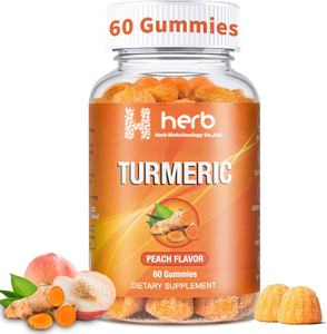 Gomitas Veganas de Cúrcuma y Jengibre de Marca Propia, Suplementos Alimenticios para Adultos con Pimienta Negra que Proporcionan Energía - Product Image 1
