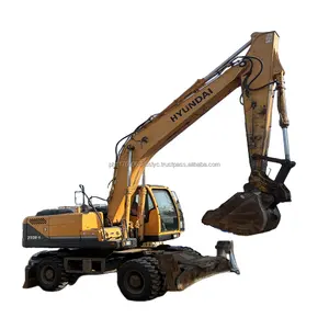 Retroescavadeira Hyundai 210w-9 Orginal Coréia escavadeira 21ton hidráulica rastreador máquina usada roda escavadeira