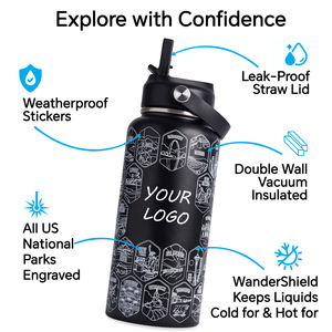 Thermos isotherme en acier inoxydable de 32 oz avec poignée et couvercle, anti-fuite, étanche, gourde isotherme pour parcs nationaux - Product Image 2