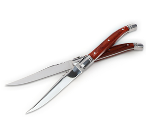DF319 Juego de cubiertos de estilo vintage con logotipo personalizado, nueva colección, cuchillo para carne, tenedor, cuchara de mesa y cuchara para sopa, mango de madera roja - Product Image 2