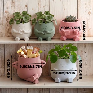 3D Printed Flower Pot With Arms And Legs White Indoor Plant Planter For Desktop Decor Gift - Product Image 3
