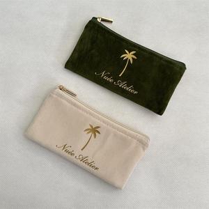 Wholesale Customizable Logo Double Layer Velvet Zipper Pouches Jewelry Gift Packaging <strong>Bag</strong> Small Zip Women <strong>Cosmetic</strong> <strong>Bag</strong> - Product Image 1