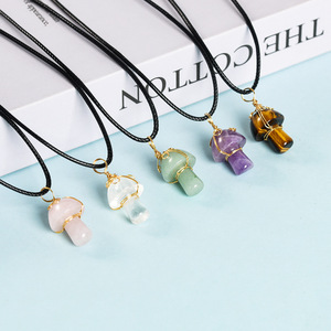 Natural Crystal <strong>Stone</strong> Star, Heart, Mushroom <strong>Jade</strong> Pendant Handmade Wire-wrapped Jewelry - Product Image 1
