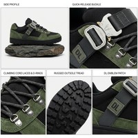 Baskets de randonnée unisexe vert armée en daim avec sangle en maille et boucle, semelle en caoutchouc antidérapante à crampons profonds, OEM ODM, logo personnalisé, montagne