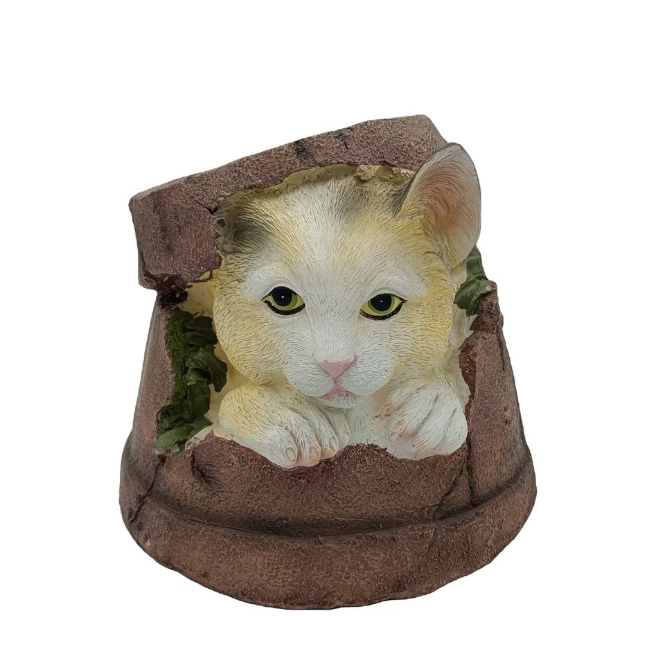Garden Supplier Polyresin Cat Planter Pot Home & Garden Decoration Succulent Flower Pot Customized Animal Flower Planters