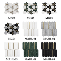 Carrelage mural hexagonal pour salle de bain 30x30cm en marbre noir et blanc