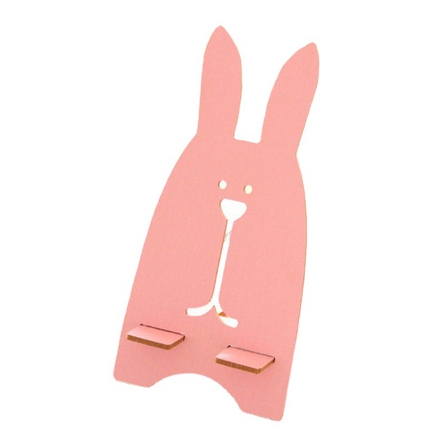 Rabbit Decorative Floating Shelf Universal Phone Holder Desktop Cell Phone Stand for Portable Cute Rabbit Wooden Phone Holder