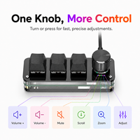 SIKAI 3 Tombol 1 Kenop Mini Keypad USB-C RGB Mini Keyboard Mekanik Kontrol Volume Pintasan Kustom untuk Pengeditan Video Pekerjaan Kantor