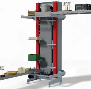 トレイバッグ食品飲料カートンボックスケース自動回転チェーン垂直仕分けコンベヤーリフターエレベーター