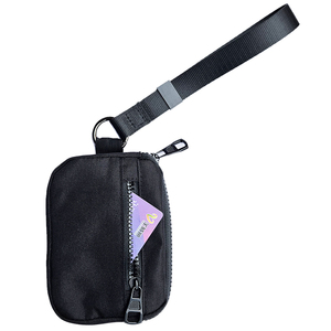 Small Coin Purse With Wrist Strap Black Oxford Cloth Portable Zipper <b>Bag</b> For Everyday Use - Product Image 1