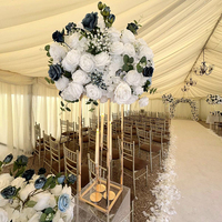 Centres de table hauts de style européen pour mariage et usage domestique, arrangements floraux en métal doré avec porte-bougie, différentes tailles