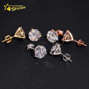 Hip Hop Jewelry 925 Sterling <strong>Silver</strong> Diamond 3 Prongs <strong>Earring</strong> 5mm 6.5mm 7mm 8mm 9mm VVS Moissanite Moissanite <strong>Stud</strong> <strong>Earrings</strong> - Product Image 6