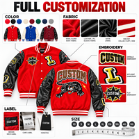 Blouson Teddy en polaire personnalisé avec broderie, blouson universitaire doux au toucher, blouson Letterman, corps en laine, manches en cuir, fabrication OEM