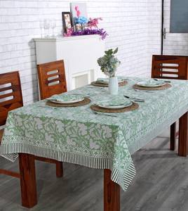 New Arrivals Tablecloth Sage Green and <b>White</b> Tablecloth Handblock Printed <b>Table</b> <b>Cloth</b> Cotton <b>Table</b> Cover Dinning <b>Table</b> Cover - Product Image 4