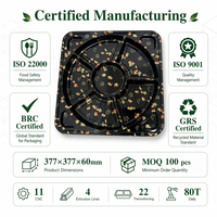 Boîte à PET à plusieurs compartiments Conteneur pour à sushi en plastique de haute qualité avec couvercle Plateau à sushi