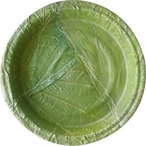 Assiettes jetables en feuilles de bambou, rondes, brunes, biodégradables, écologiques, vaisselle, lot de 10 - Product Image 6