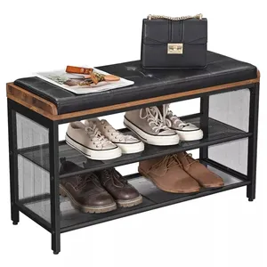 Wholesale Cheap Price Shoe Rack With Handle For Outdoor Furniture 2 Layers Seat Hallway Shoe Rack