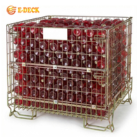 Cage en treillis métallique pliable et empilable pour entrepôt, robuste, avec feuille de PP