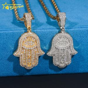 Precio de Promoción, Probador de Plata de Ley 925, Joyería Fina Personalizada Completamente Engastada, Colgantes, Dijes, Colgante <span class=keywords><strong>Hamsa</strong></span> - Product Image 1