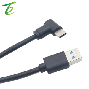 Codo chapado en oro tipo C a cable de datos de carga USB3.0, cable de datos de disco duro tipo C de ángulo recto de 90 grados en el puerto C - Product Image 2