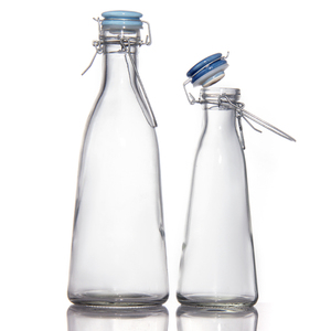 Botella de Vidrio Transparente Cuadrada de 8oz, 16oz, 500ml, 750ml, 1000ml, 1l con Tapa Abatible para Bebidas y Leche - Product Image 4
