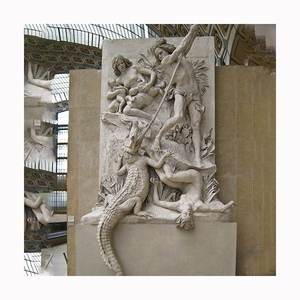Moderne Wanddekoration Steinschnitzerei Statue Marmor Wandrelief des Heiligen Michael Erzengel Skulptur - Product Image 6