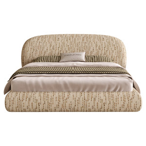 Lit de rangement rembourré de style Bauhaus moderne, en tissu de coton et lin importé, taille <span class=keywords><strong>King</strong></span>, mobilier de lit de mariage C0212 - Product Image 4